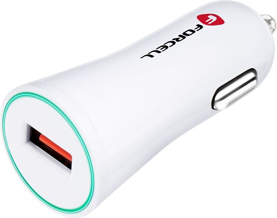 Forcell nabíjačka do auta Nabíjačka do auta 2A s USB a rýchlonabíjaním 3.0 Nabíjačka do auta Autonabíjačka biela