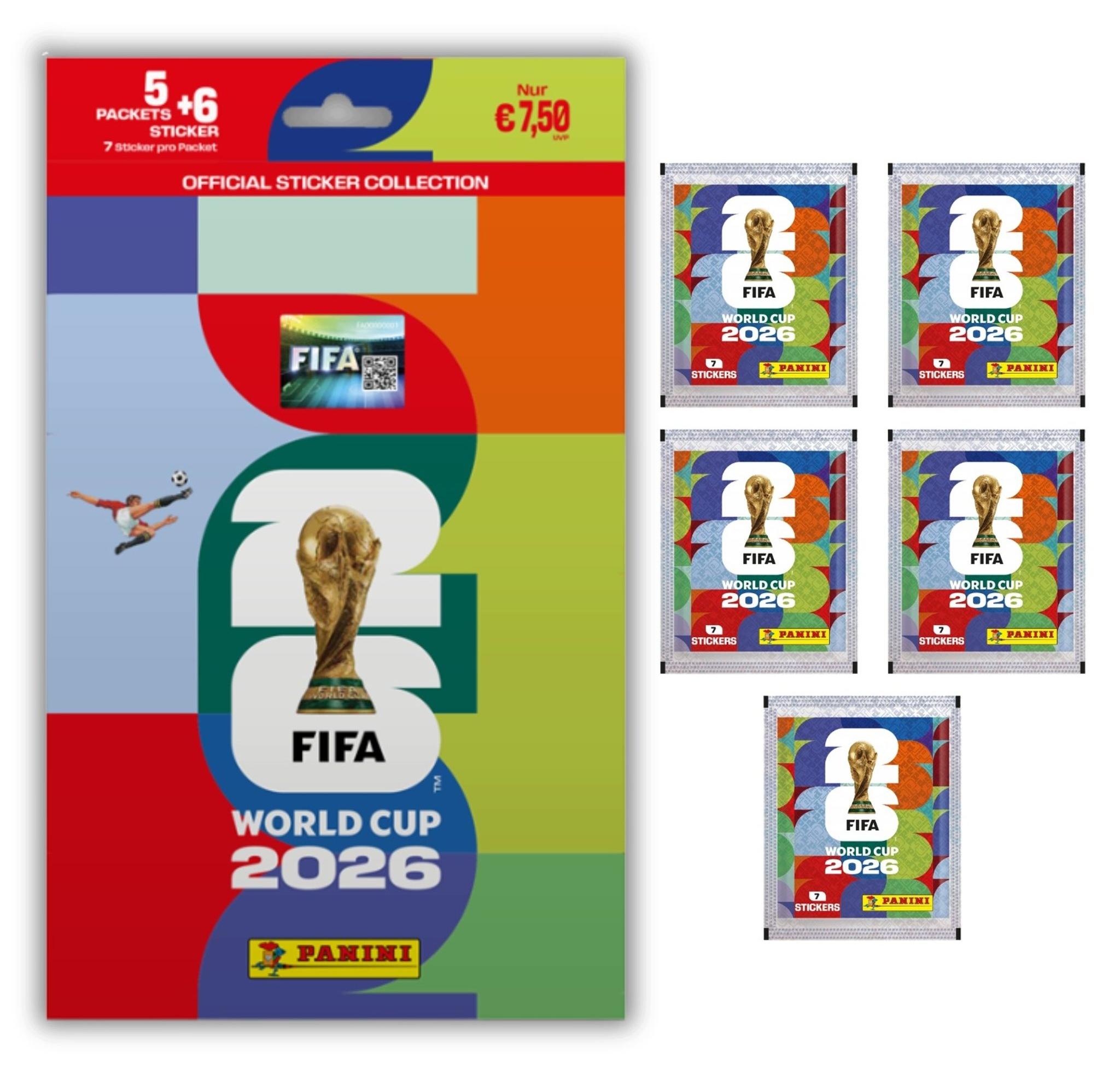 Hasbro PANINI FIFA World Cup 2026 Sticker Pack: 5 Packs, 35 Stickers + 6 Bonus Stickers