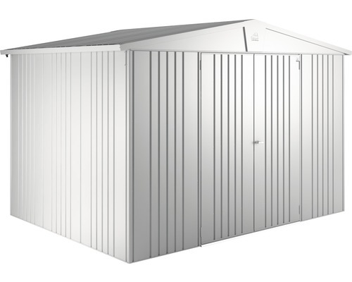 Plechový záhradný domček Biohort Europa 5 veľ. 296x224 cm strieborný metalický