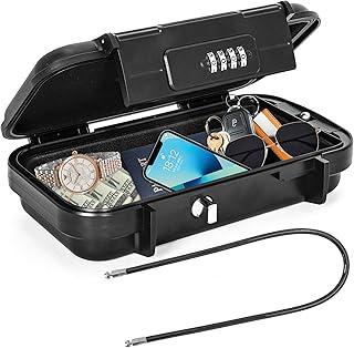 Akhan Tragbare Tresor mit Zahlenschloss Strandsafe 24 x 14 x 5,8 cm Strandtresor zum Anketten,Geeignet für Reisen, Strandaktivitäten (Schwarz) 174852972