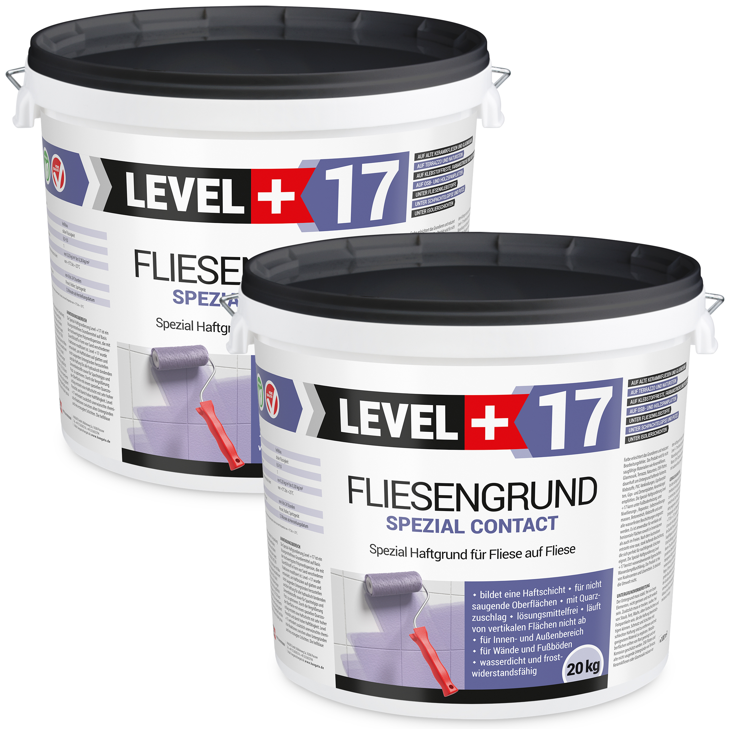 Hangato GmbH Fliesengrund 40Kg Fliese auf Fliese Spezial Haftgrund Fliesengrundierung LEVEL+ RM17 RM17_40
