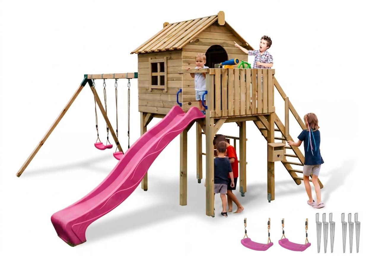 Meblogród Spielplätze Ein gemütliches Ferienhaus Rutsche Schaukel PRODUZENT PD-R