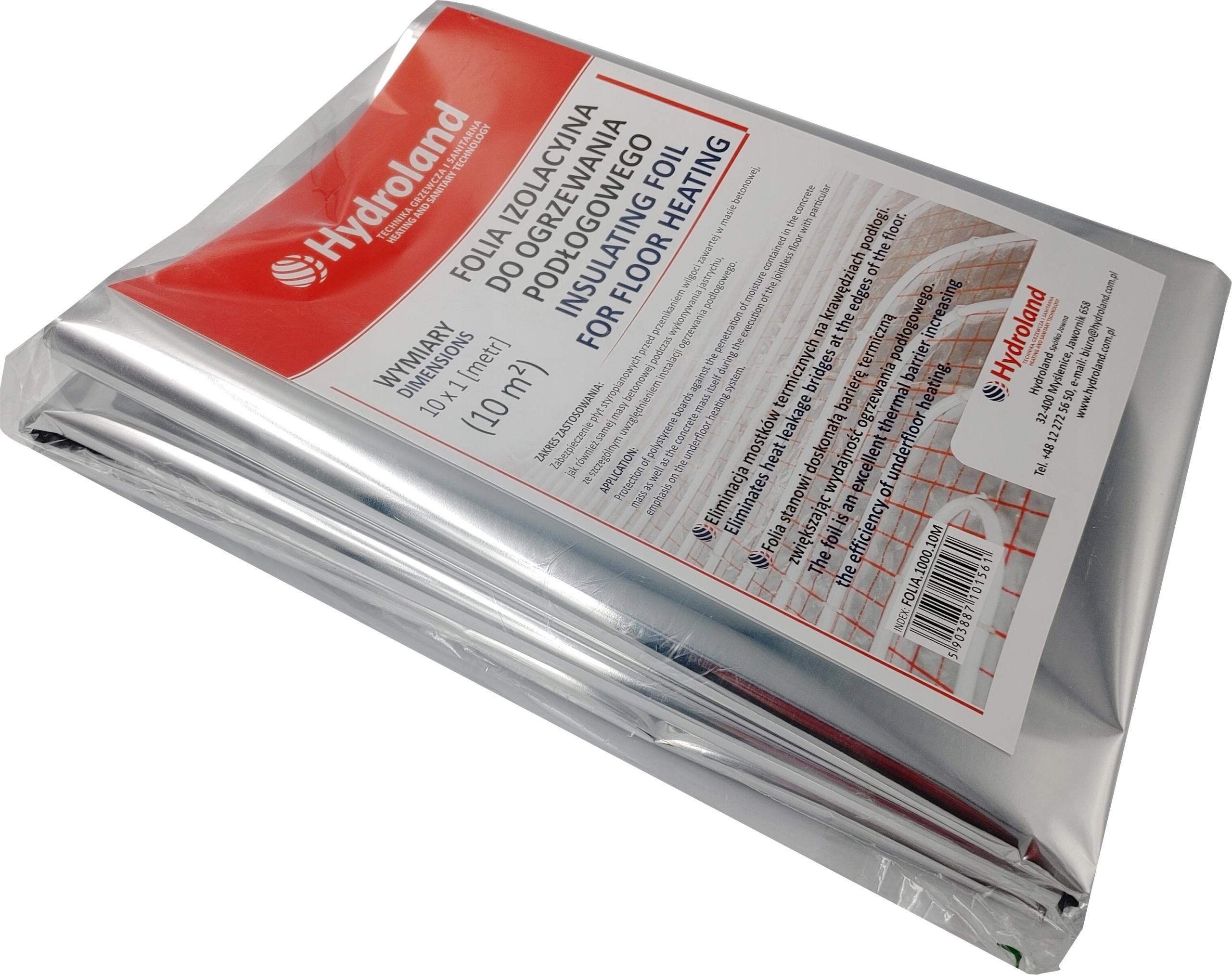 hydroland Fußbodenheizungsfolie METERWARE 10m alu10