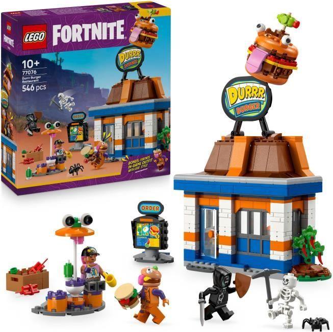 LEGO Fortnite 77076 Stavebnicová sada reštaurácie Durrr Burger, 546 dielov, 4 minifigúrky, 10+ rokov, bonusové vybavenie pre videohru