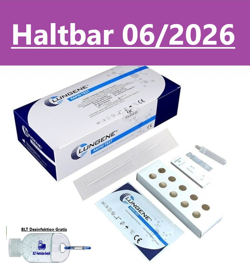 25x Clungene Haltbarkeit 06/26 BIO-TECH COVID-19 & Antigen Schnelltest Rapid Test Clungene 3in1 Lolli Nasal Spuck Rachentest CE 2934 899