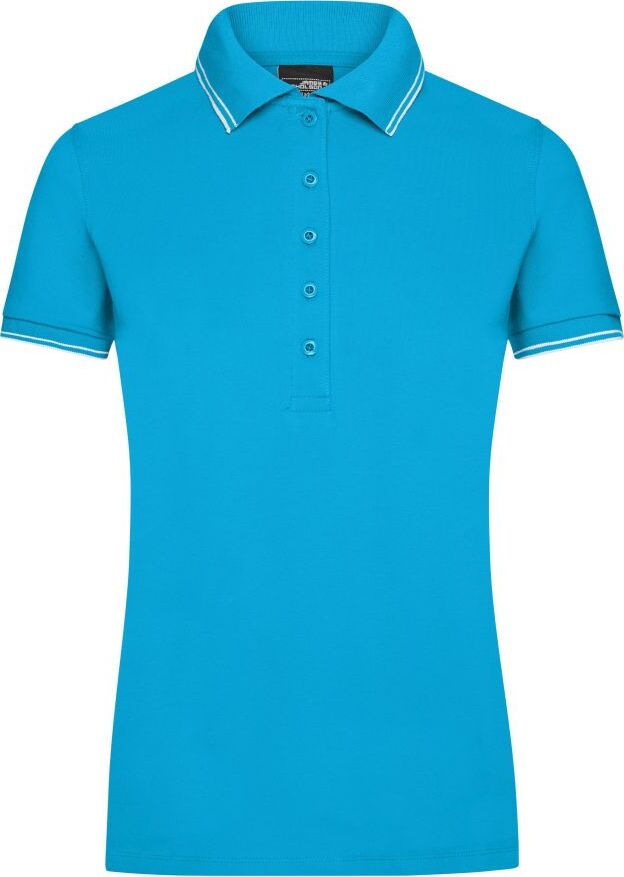 James & Nicholson Ladies' Polo Polo in elastischer Piqué-Qualität turquoise/white, Gr. M JN985tuwh/M