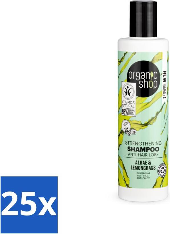 Organic Shop - Algen & Zitronengras Kräftigendes Shampoo - Kräftigend und Aufbauend - 280 ml - Vorteilspack - 25 Stücke 8721425