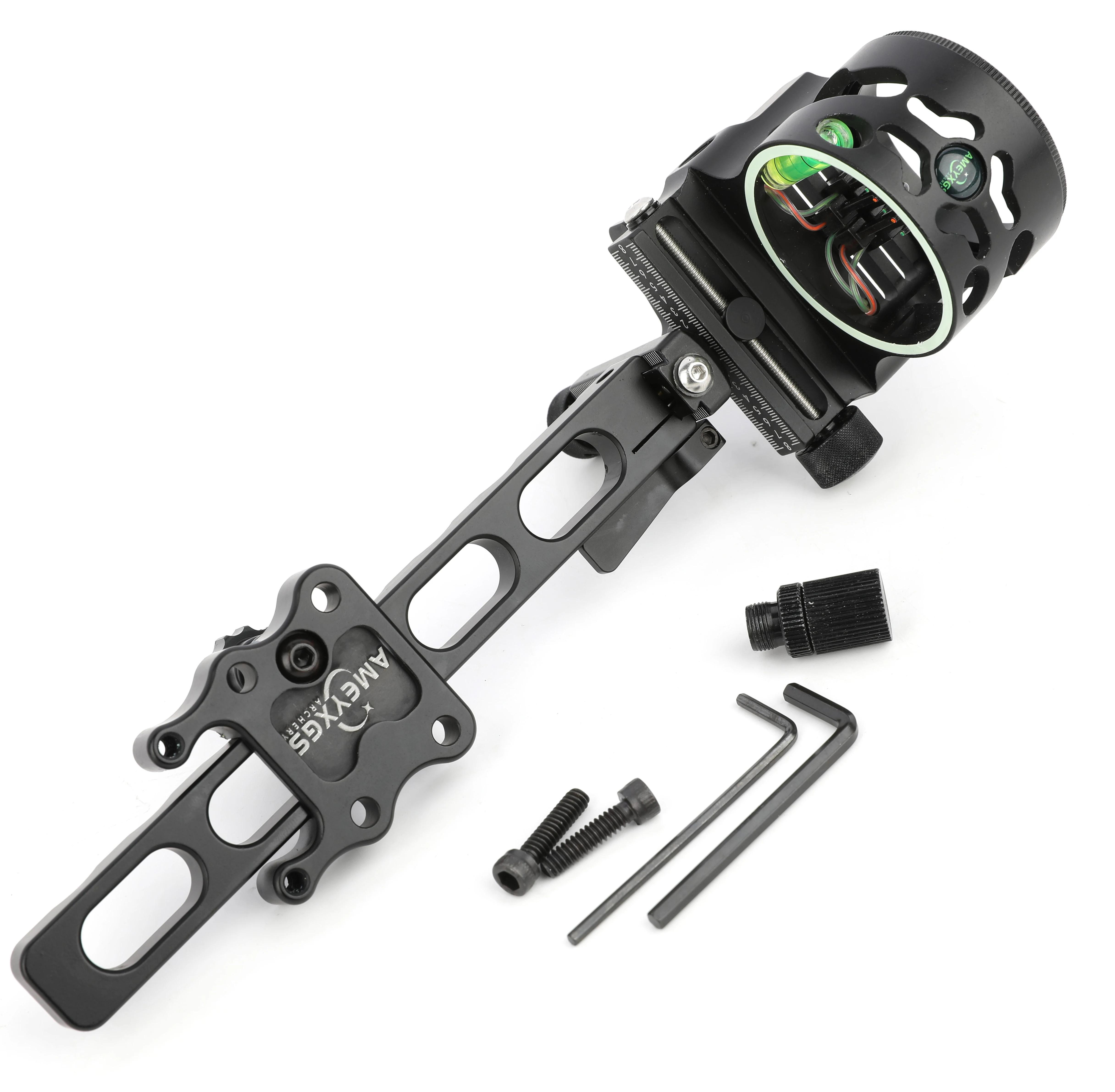 StarTech Visier für Compoundbogen - 5-Pin Faseroptik - CNC Aluminium - 5,4x12,5 cm - Für Jagd und Schießen - Schwarz - 1 Stück