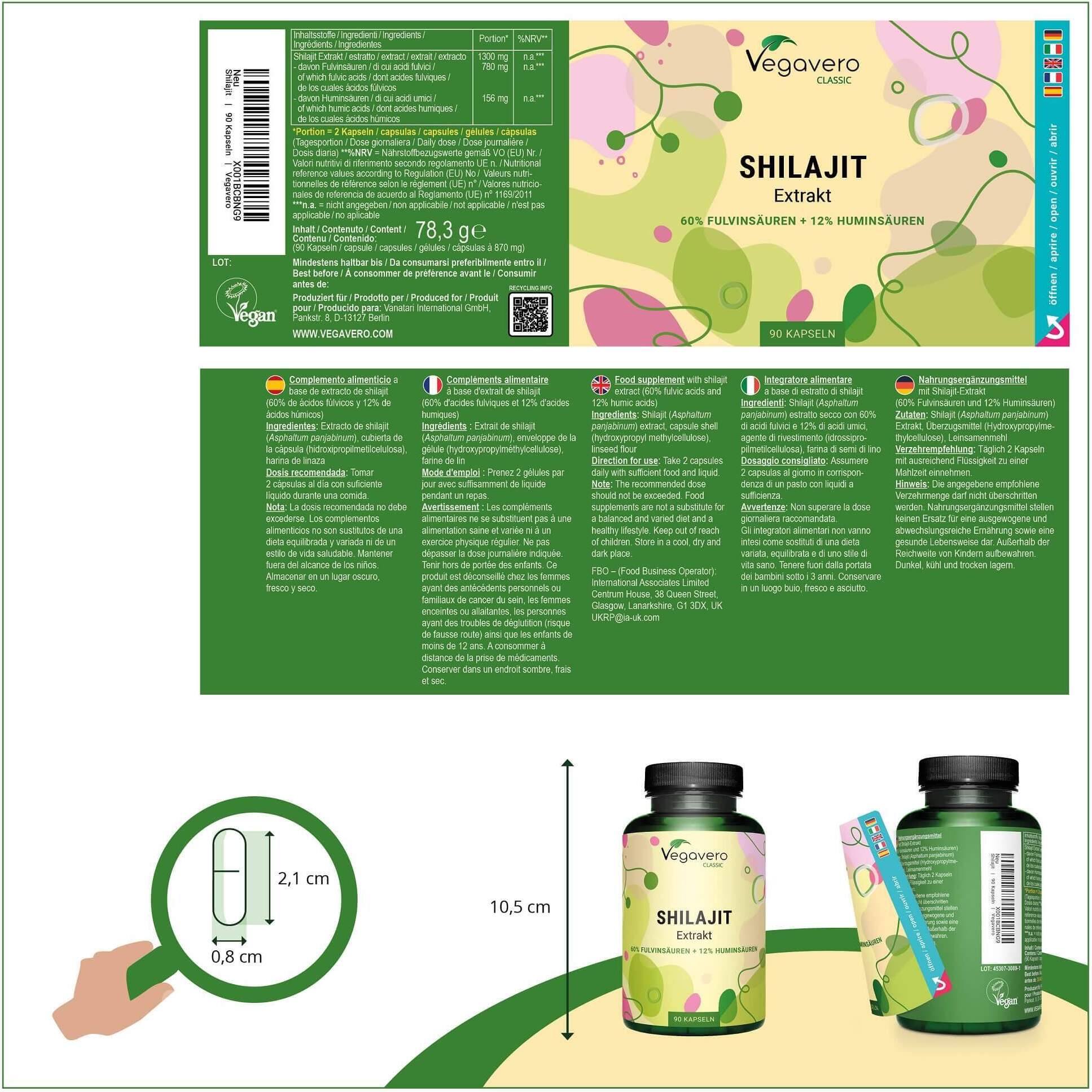 Vegavero Shilajit Mumijo | 90 Kapseln | 60% Fulvinsäuren | 12% Huminsäuren | vegan X001BCBNG9