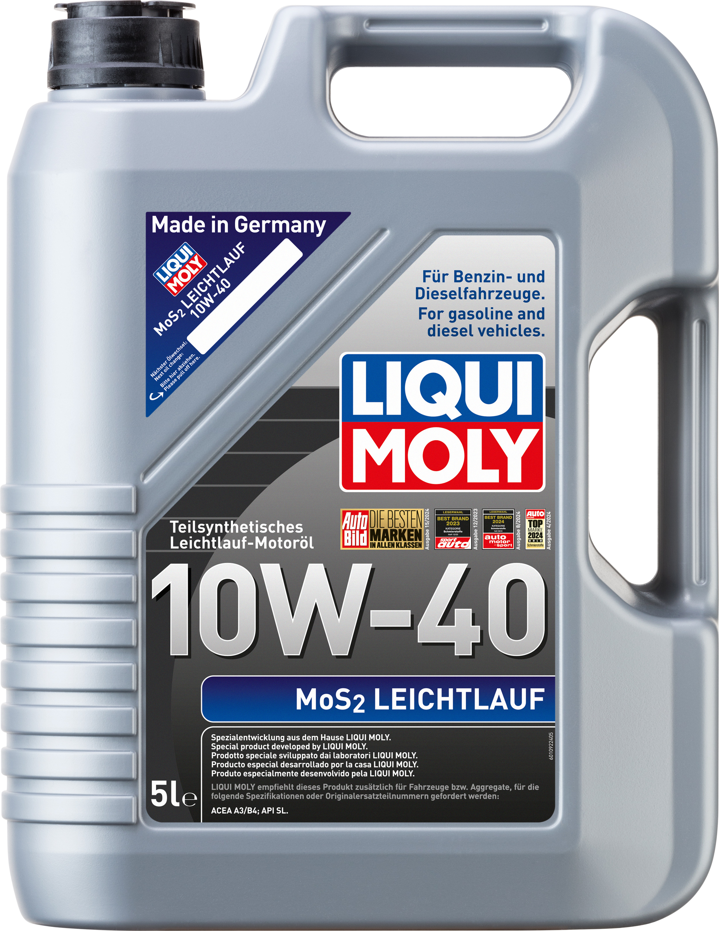 LIQUIMOLY Liqui Moly MoS2 Leichtlauf 10W 40 Teilsyntetisches Motorenöl 5L r107767