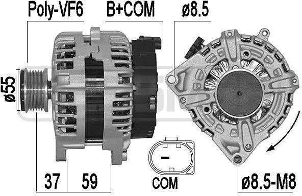ERA alternátor 14V 175A pre MERCEDES-BENZ CLA Trieda A Trieda B