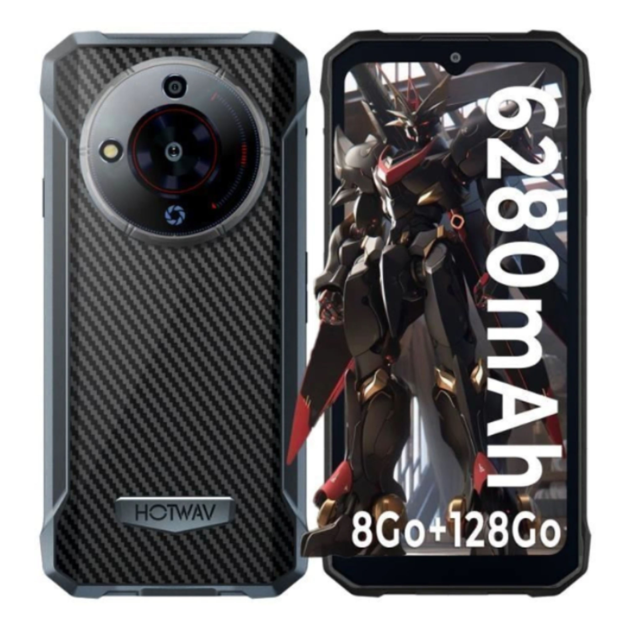 HOTWAV T7 Outdoor Smartphone 8GB/128GB/1TB 6280mAh 6,52" HD+ Outdoor mobilný telefón bez zmluvy Lacný Android 13 21MP+8MP, Dual SIM 4G GPS/IP68, čierny