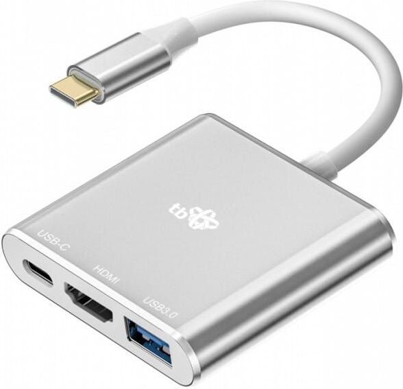 TB Adapter HUB USB C 3w1 - HDMI, USB, PD silver