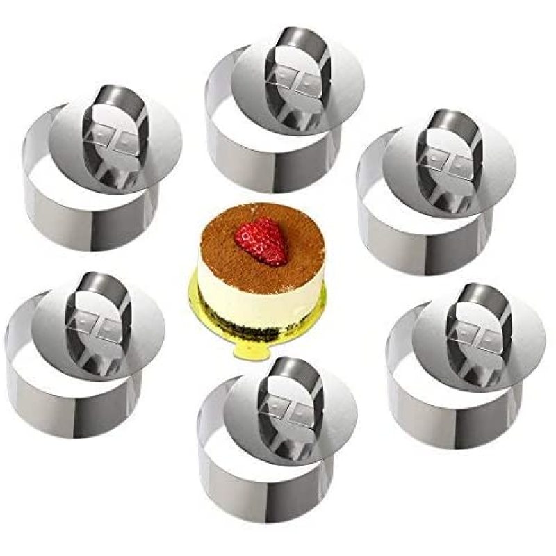 6 Englische Muffinringe – Edelstahl, 8,9 Cm, Regenbogenfarben, Doppelt Gerollt, Antihaftbeschichtet