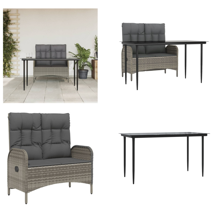 vidaXL 2 ks záhradný jedálenský set s vankúšmi sivý polyratan - Záhradný jedálenský set - Záhradné jedálenské sety - Jedálenský set - Set záhradného nábytku
