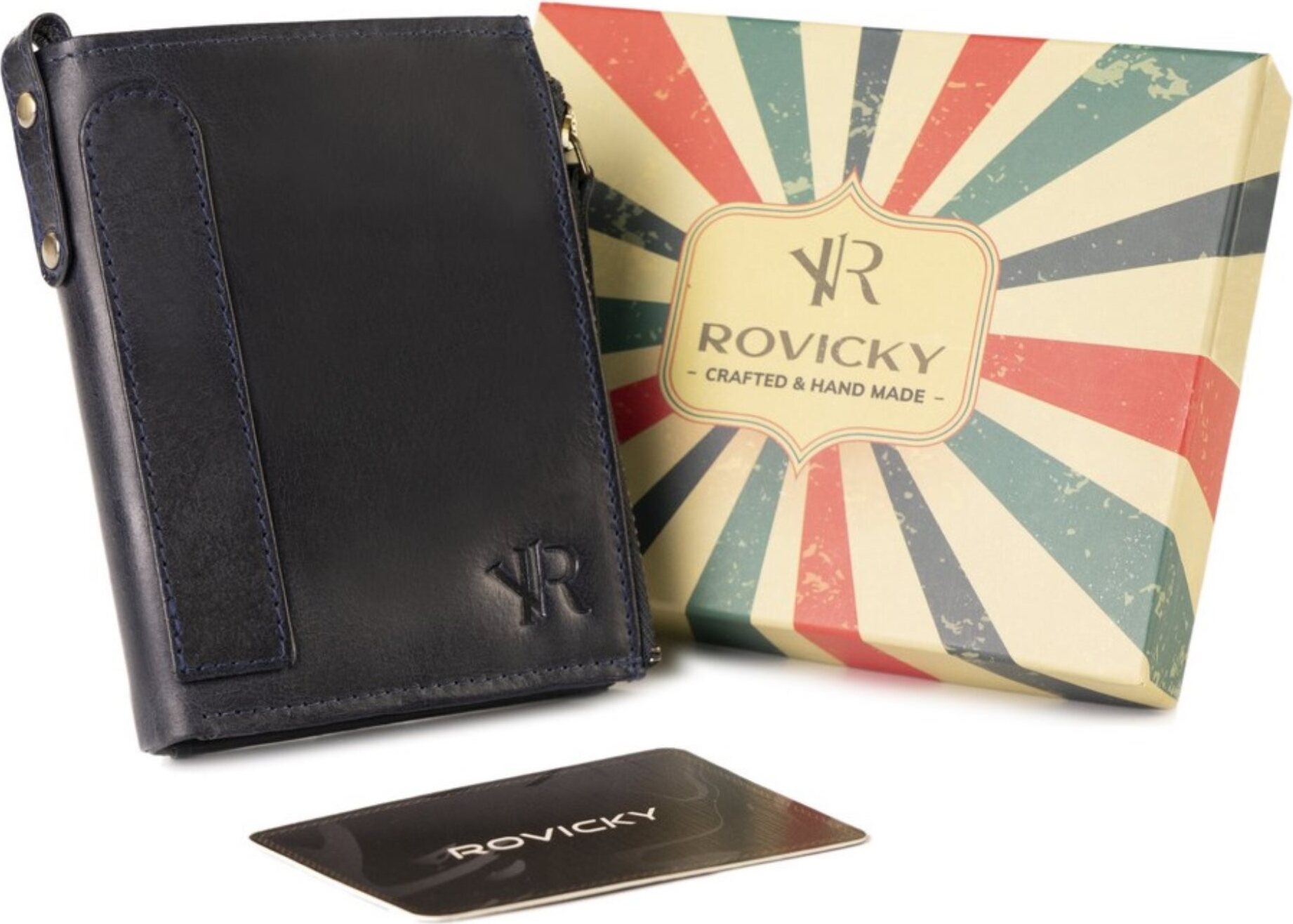 Rovicky | Große Geldbörse, im Retrostil, mit zwei Münzfächern, Marine, 9x12 cm N1226RHP5449NAVY