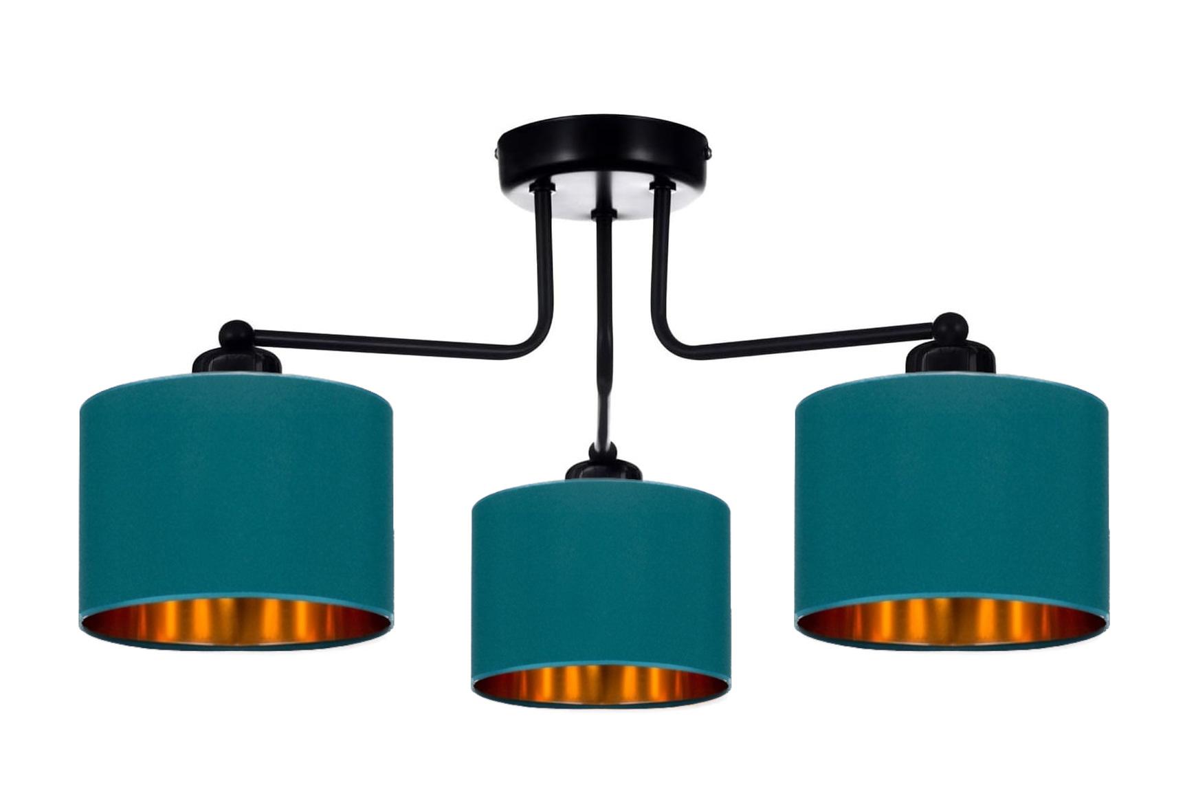 FKL DESIGN Home Deco Deckenlampe Türkis Lampe Leuchte Vintage Modern E27 Designerlauchte 3-flammig N230-E3-T