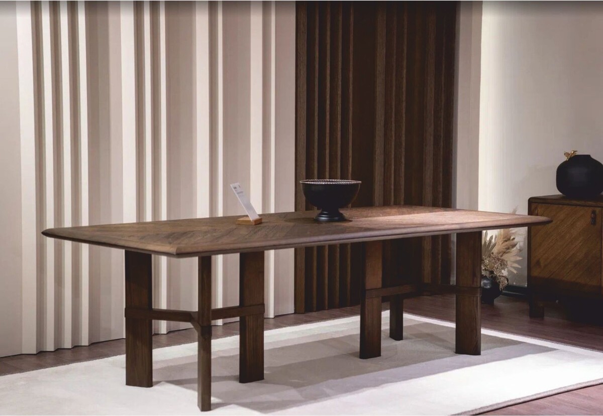 Demotex GmbH Casa Padrino Luxus Massivholz Esstisch Braun 200 cm - Esszimmer Möbel