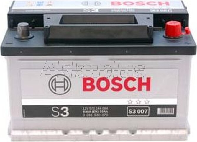 Bosch S3 007, 70 Ah, 12 V, 640 A, Auto, Rechts platziert, B13 0 092 S30 070