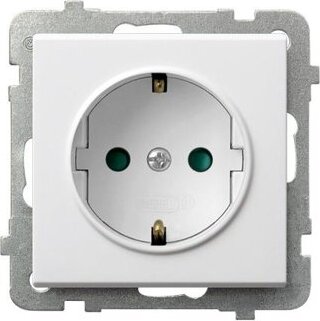 Einzelne-Schuko-Steckdose mit Erdungund mit Kinderschutz weiss Ospel Sonata GP-1RSP/m/00