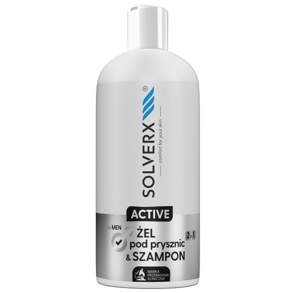 Solverx Active Sprchový gel a šampón 2v1 pre mužov, 400ml