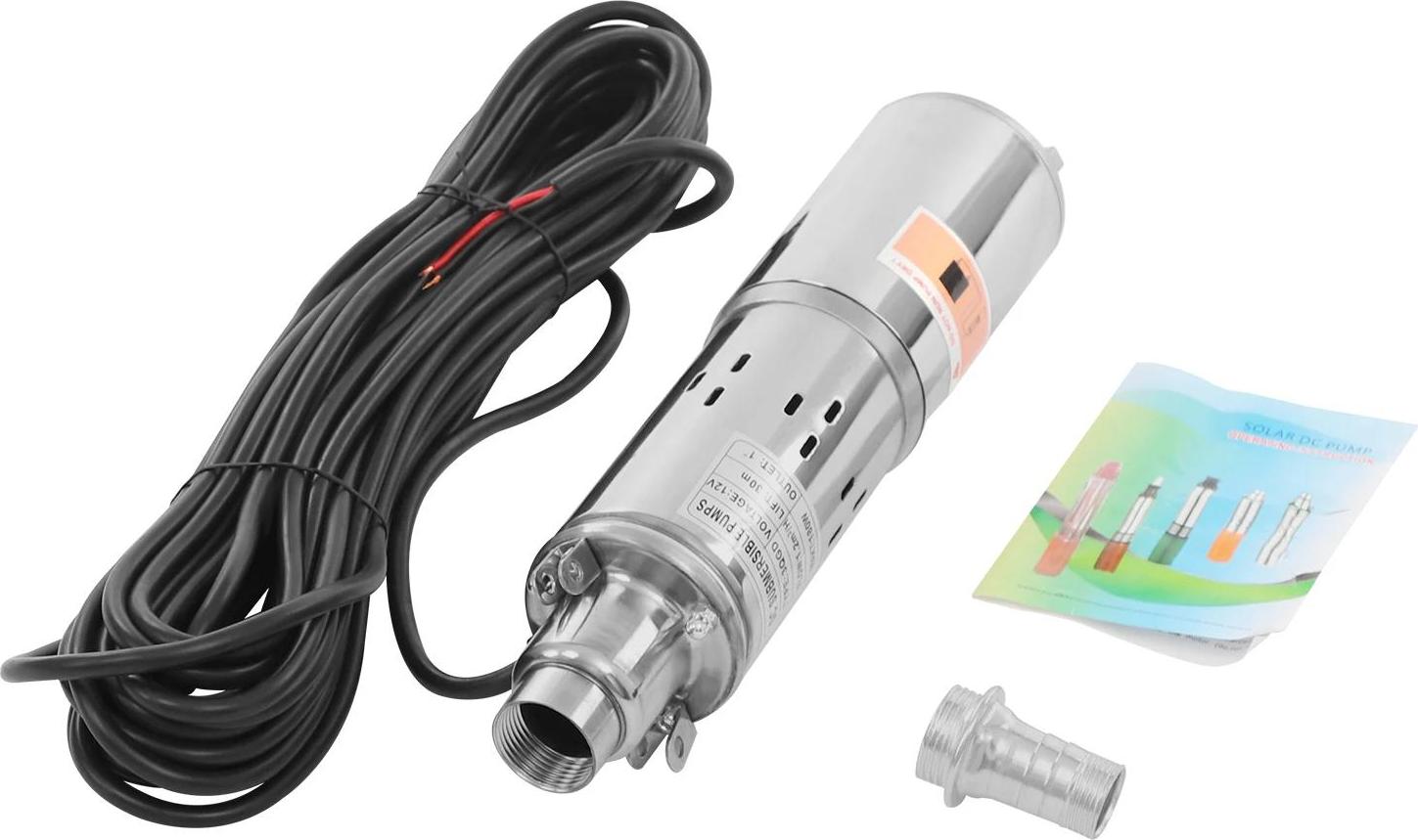 Vodné čerpadlo - Ponorné čerpadlo do hlbokých studní - 12V - 180W - 3000 otáčok za minútu - 1,2 m³/h - 17 m kábel - nerezová oceľ - strieborná