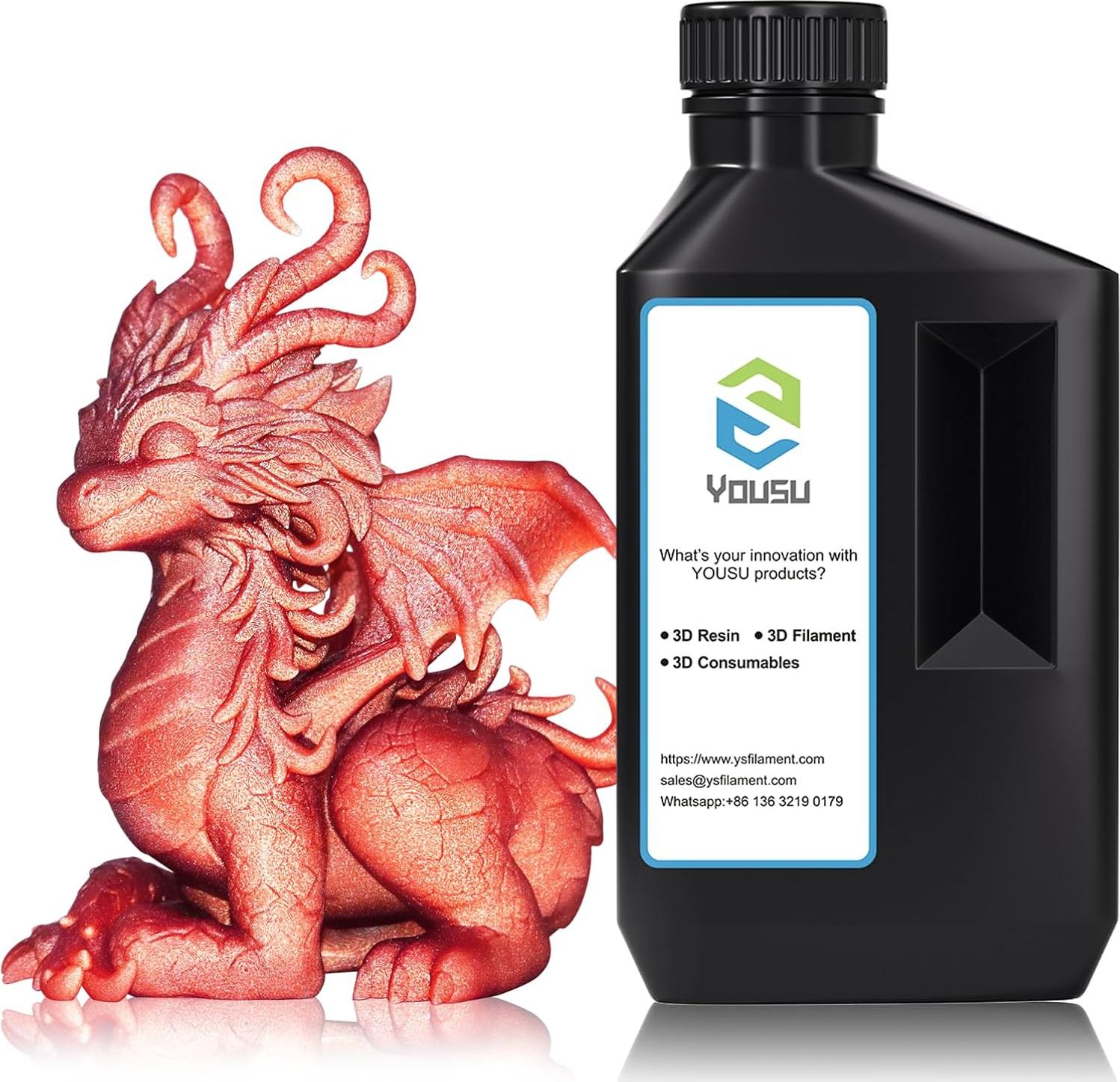 Sonstige Vorlage YOUSU Harz für 3D-Drucker Metallic Rot 1 kg Schnelltrocknend LCD DLP