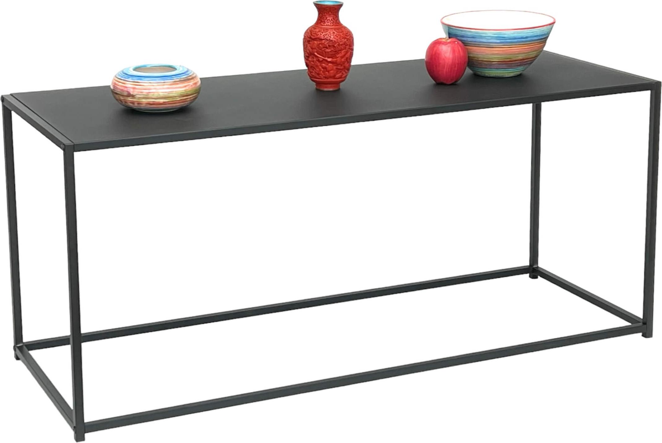 DanDiBo Couchtisch Schwarz Metall Eckig 110x50x40 cm Beistelltisch Wohnzimmer 96470 Tisch Sofatisch Wohnzimmertisch Modern