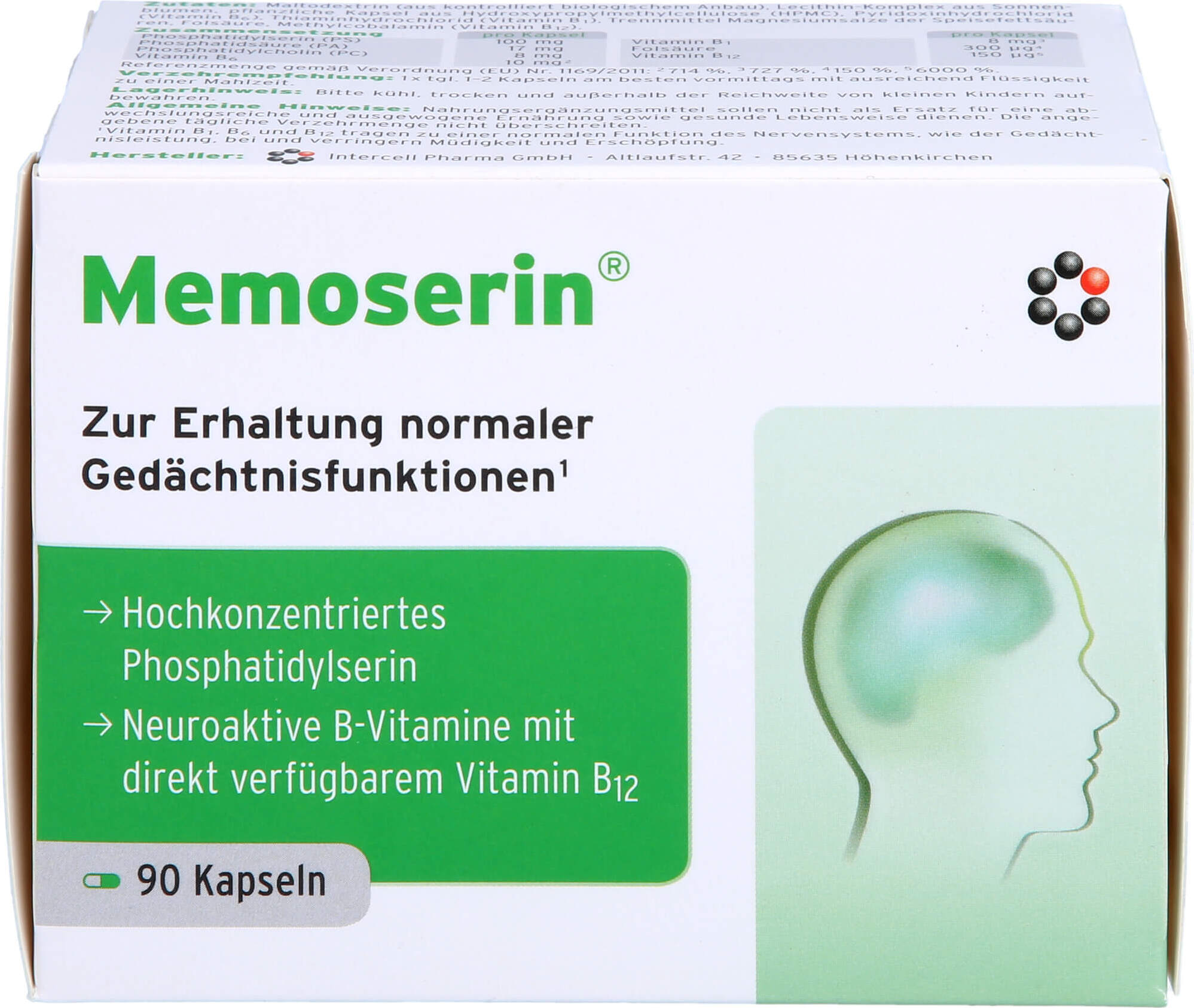 INTERCELL-Pharma GmbH Memoserin Kapseln zur Erhaltung normaler Gedächtnisfunktionen, 90 St. Kapseln 05564724