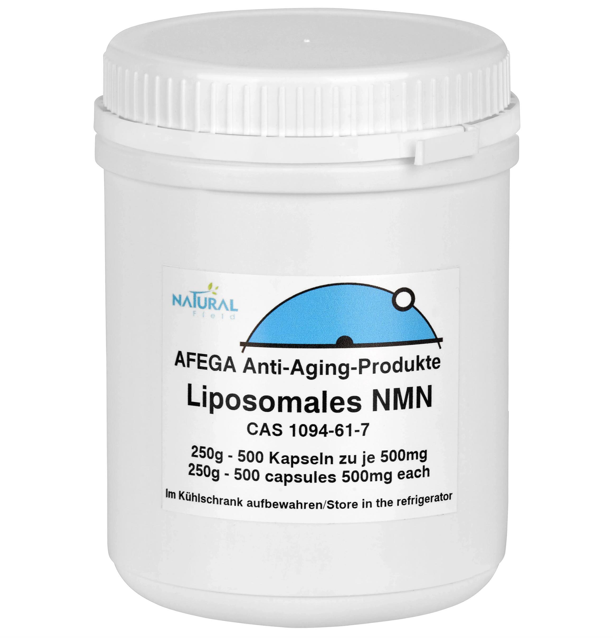 AFEGA Anti-Aging-Produkte AFEGA® Liposomales NMN – NAD-Booster in seiner bioverfügbarsten Form - 250 g liposomales NMN-(Nicotinamid Mononukleotid) - 500 Kapseln zu je 500mg