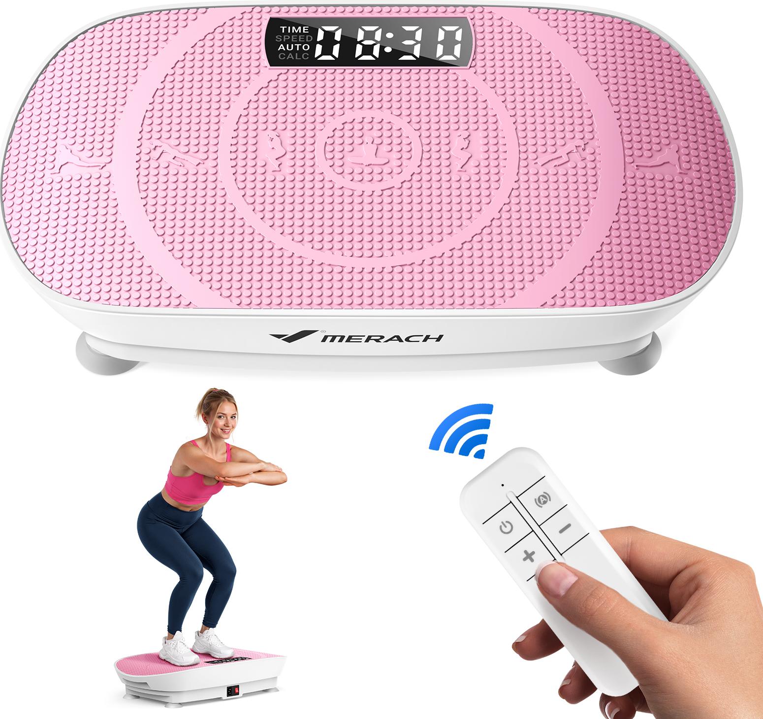 Merach Vibrationsplatte, Mini-Vibrationsplattform mit LED-Display, 10 Intensitätsstufen, 100W, bis 136 kg, mit Fernbedienung