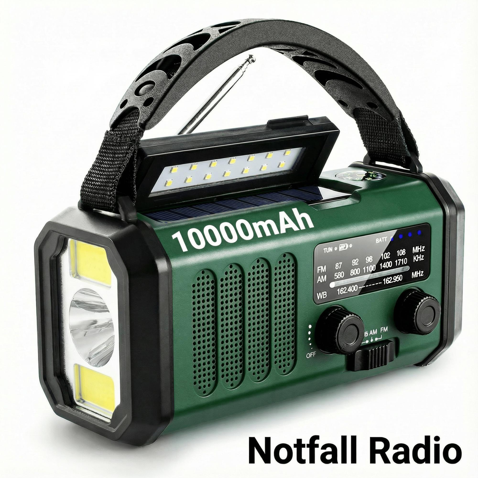 Winnes Radio Solare Con Power Bank 20000 MAh – AM/FM/WB, Torcia, Bussola, Allarme SOS, Manovella E Caricabatterie USB Per Campeggio Ed Emergenze