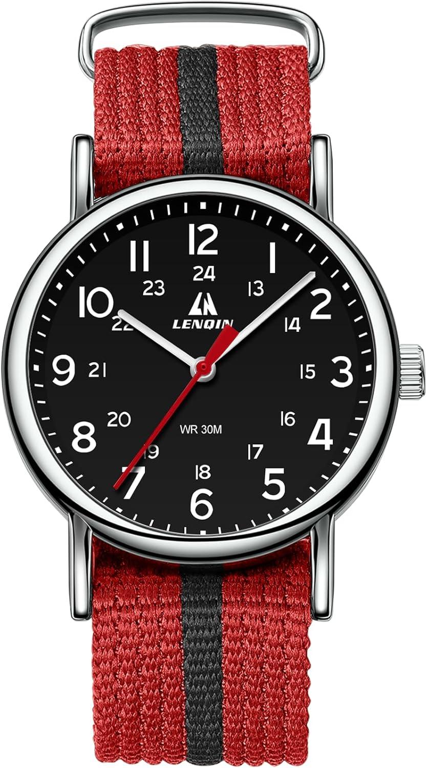 LN LENQIN Herrenuhren Militär Uhren Analog Quarz Uhren Armee Uhren Herren Wasserdicht Armbanduhren Sportuhr mit Nylonband