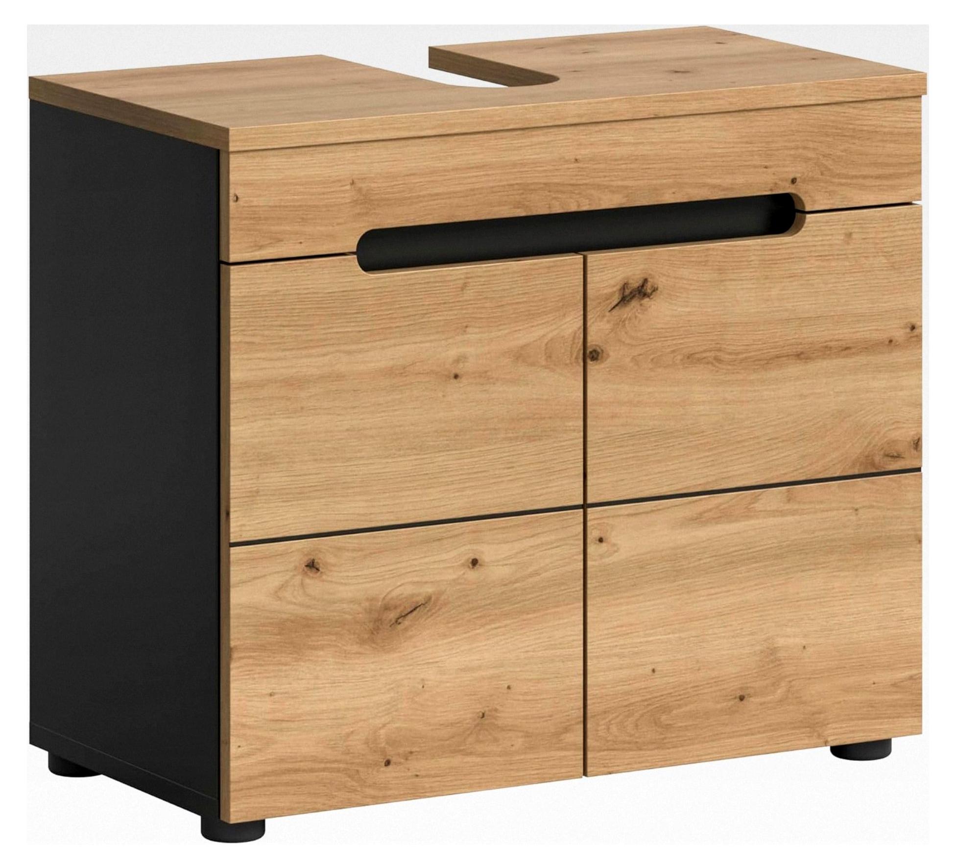 Markenlos Waschbeckenunterschrank Canu 63x55x34 cm in Basalt grau Nachbildung und Artisan Nachbildung - Badunterschrank