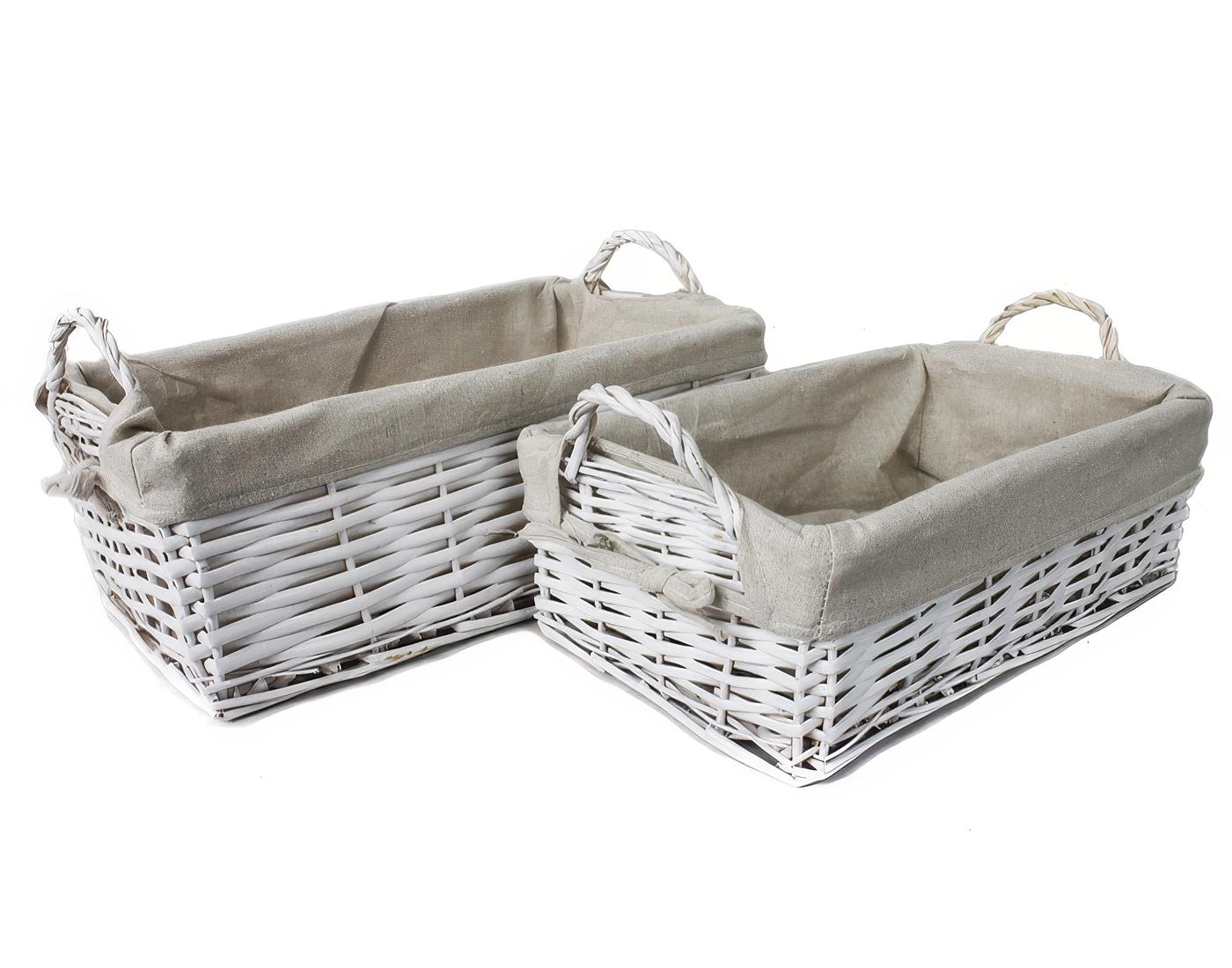 Yudu 2tlg. Set Dekokorb Regalkorb Korb aus Weide mit Bezug