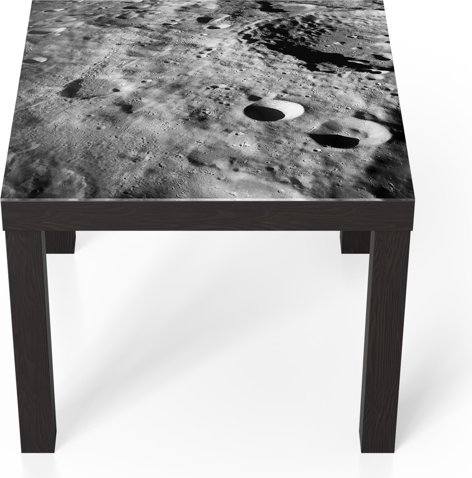 DEQORI Couchtisch 55x55 cm Schwarz 'Ewige Mondlandschaft' Glas Beistelltisch Glastisch modern TL-55-55-B-2873
