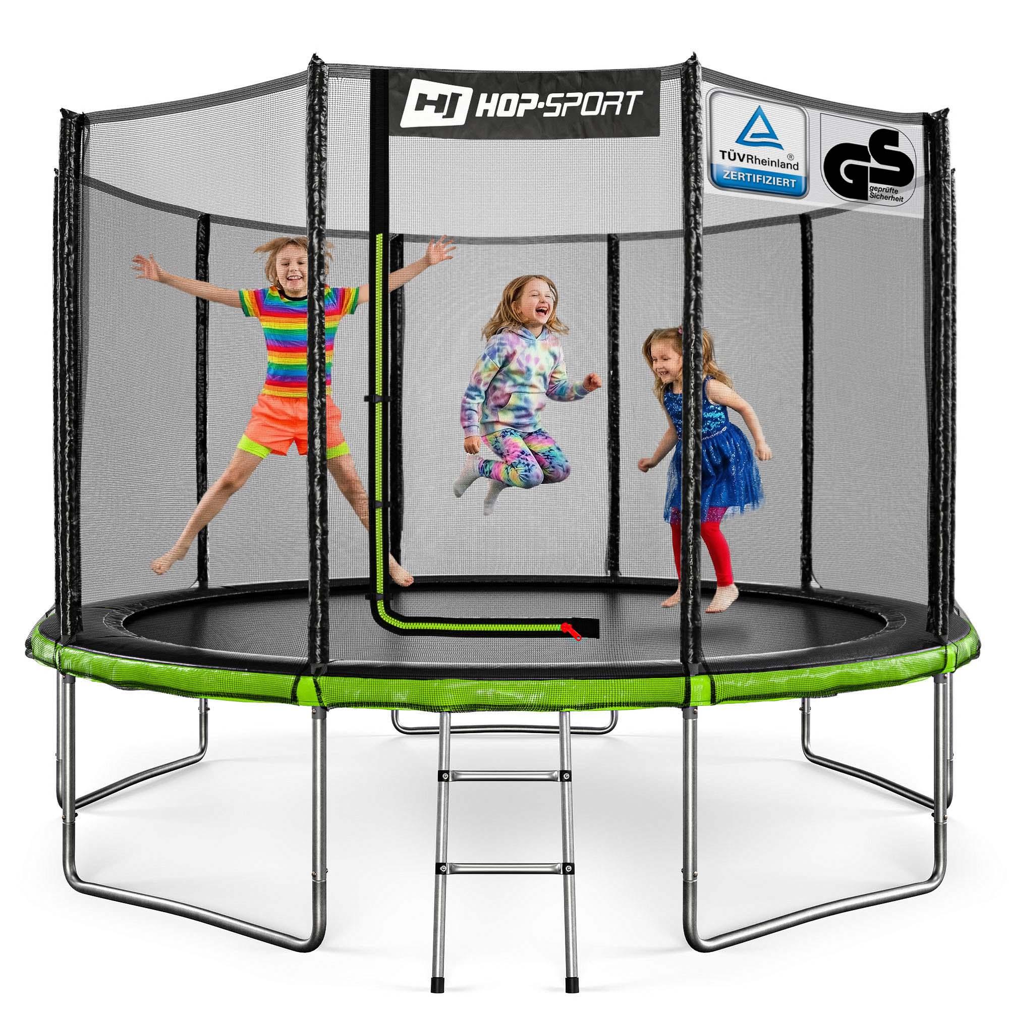 Trampolína Hop-Sport Outdoor - Ø 366 - Trampolína s vonkajšou bezpečnostnou sieťou, robustnou rámovou konštrukciou a bezpečnostnými certifikátmi - kompletná sada