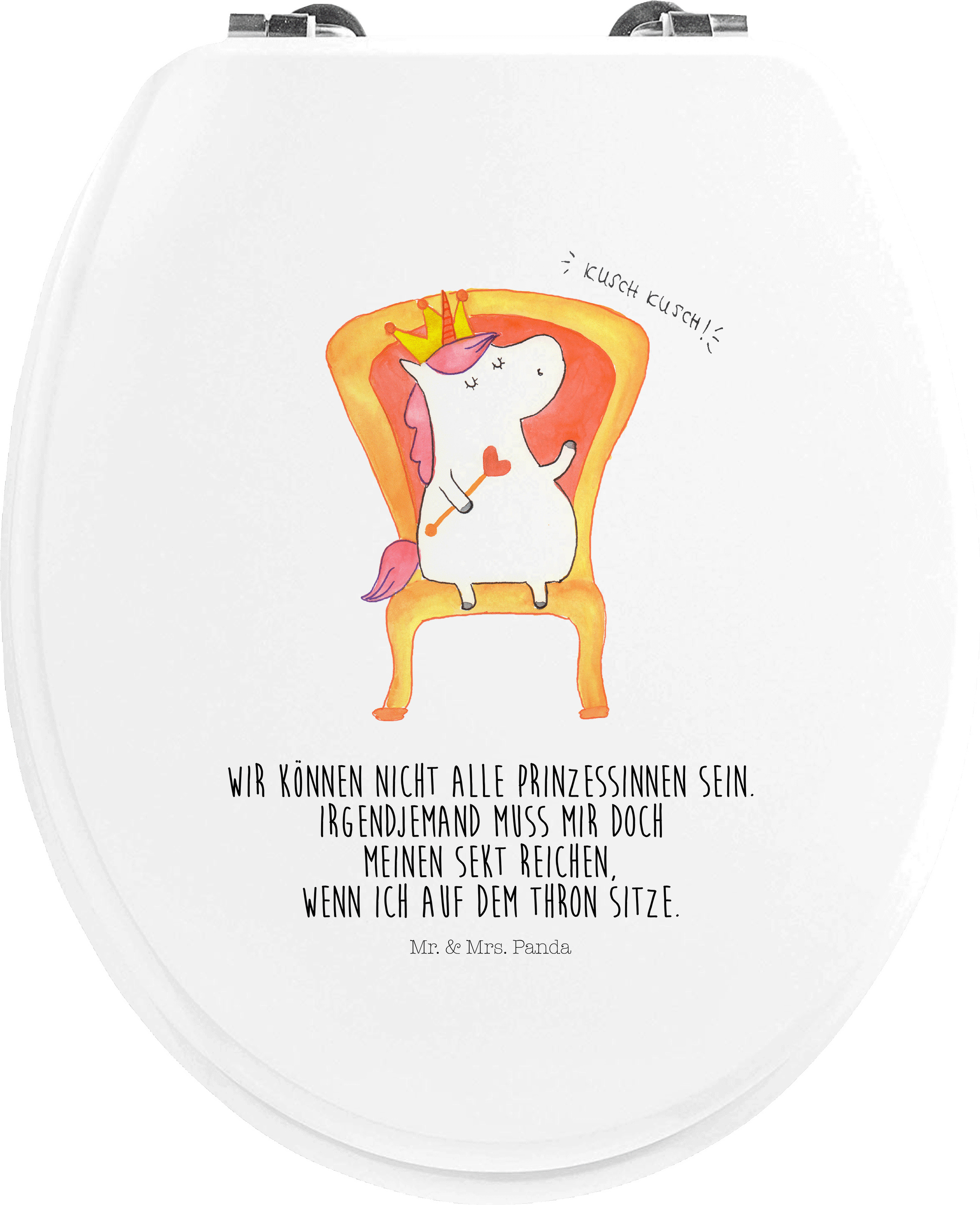 Mr. & Mrs. Panda Toilettendeckel Einhorn König - Weiß - Geschenk, Bundeskanzler, Präsident, Toiletten-Sitz, Klo-Deckel, Unicorn, Klodeckel, Krone, WC Brille, Deko, Sitz PD-1105443-STANDARD