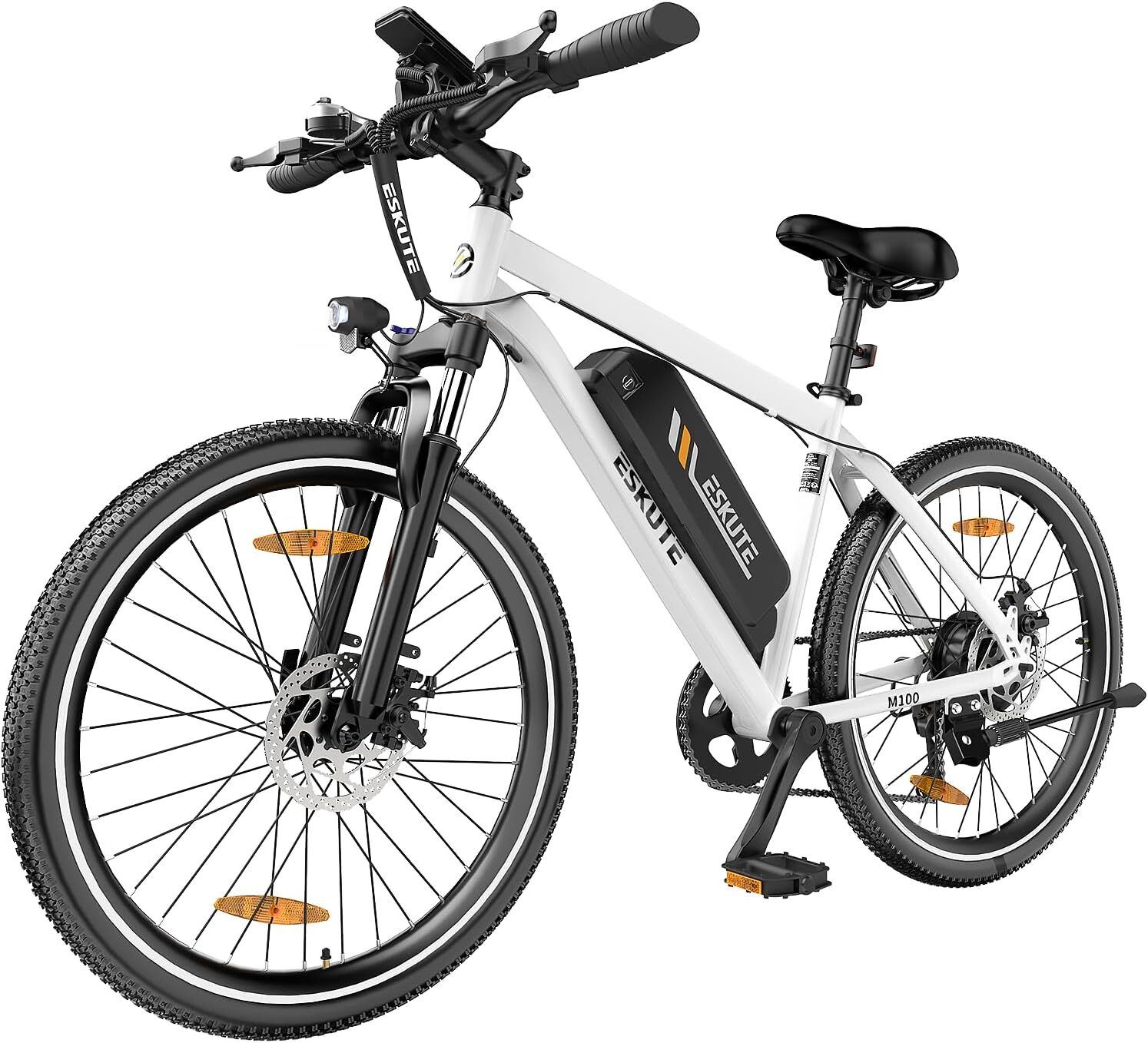 E-bike muži ženy, e-horský bicykel elektrický bicykel 27,5 palca e-mestský bicykel 36V 10,4Ah odnímateľná lítiová batéria, zadný motor 50 Nm krútiaci moment, E BIKE WHITE