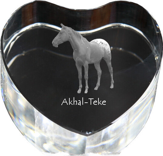 Akhal-Teke - Pferdefoto im Kristall, Kristallherz, einzigartiger Bilderrahmen der Marke Art-Dog