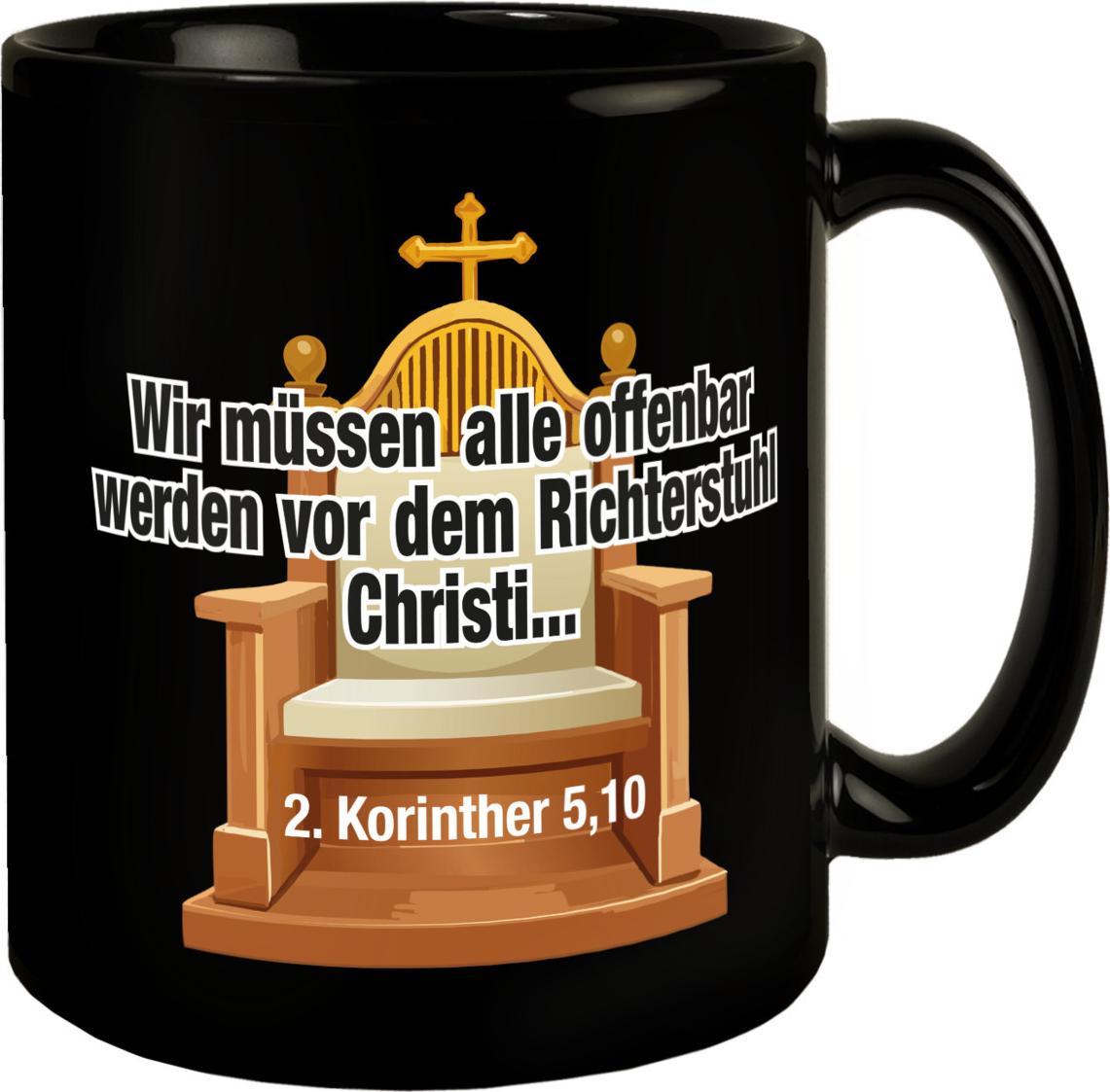 speecheese 2 Korinther 5,10 Tasse in Schwarz mit Spruch