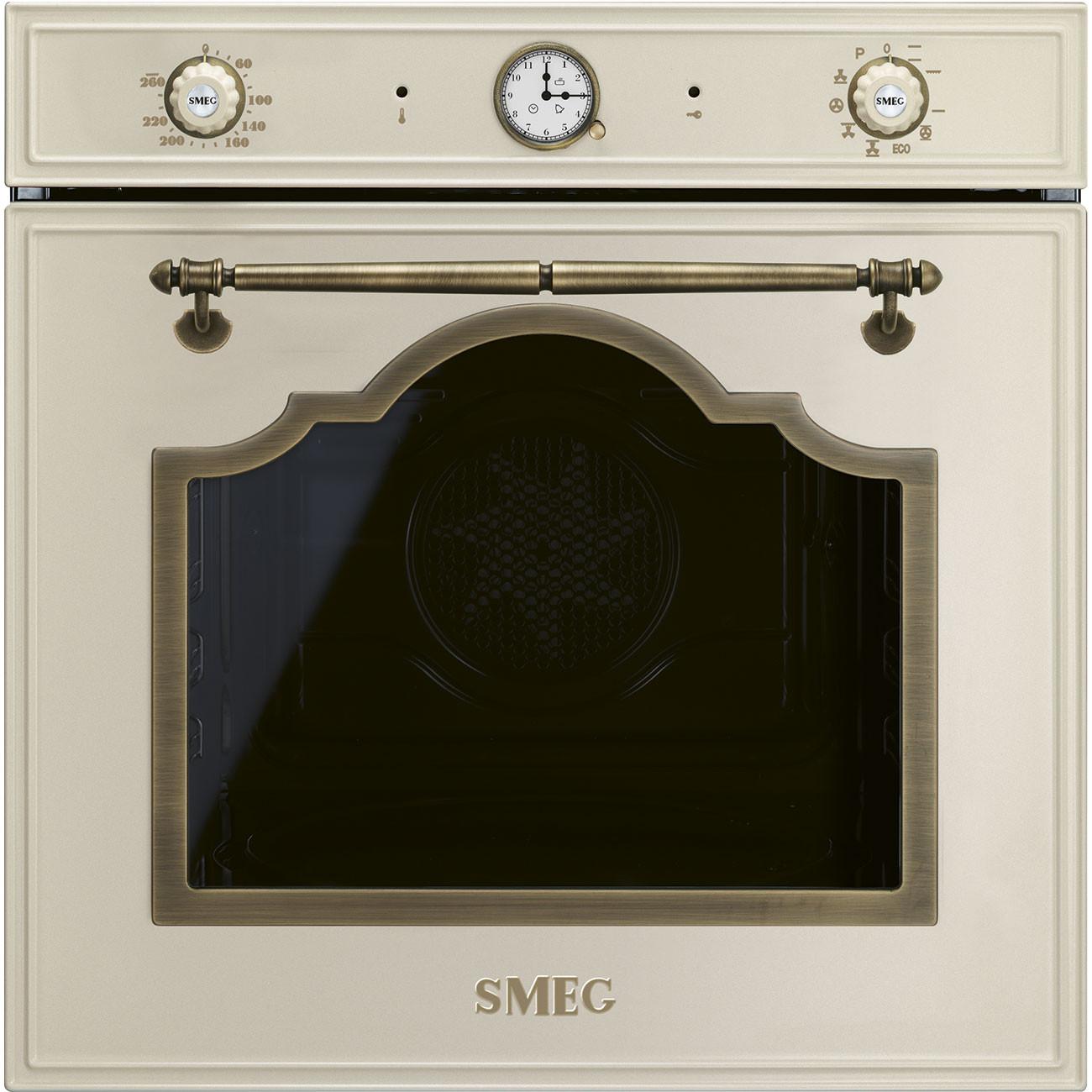 SMEG Deutschland GmbH Smeg SFP67C1TPO Einbau-Elektro-Multifunktionsbackofen mit Pyrolysefunktion, 65 l, 60 cm, cremefarben,