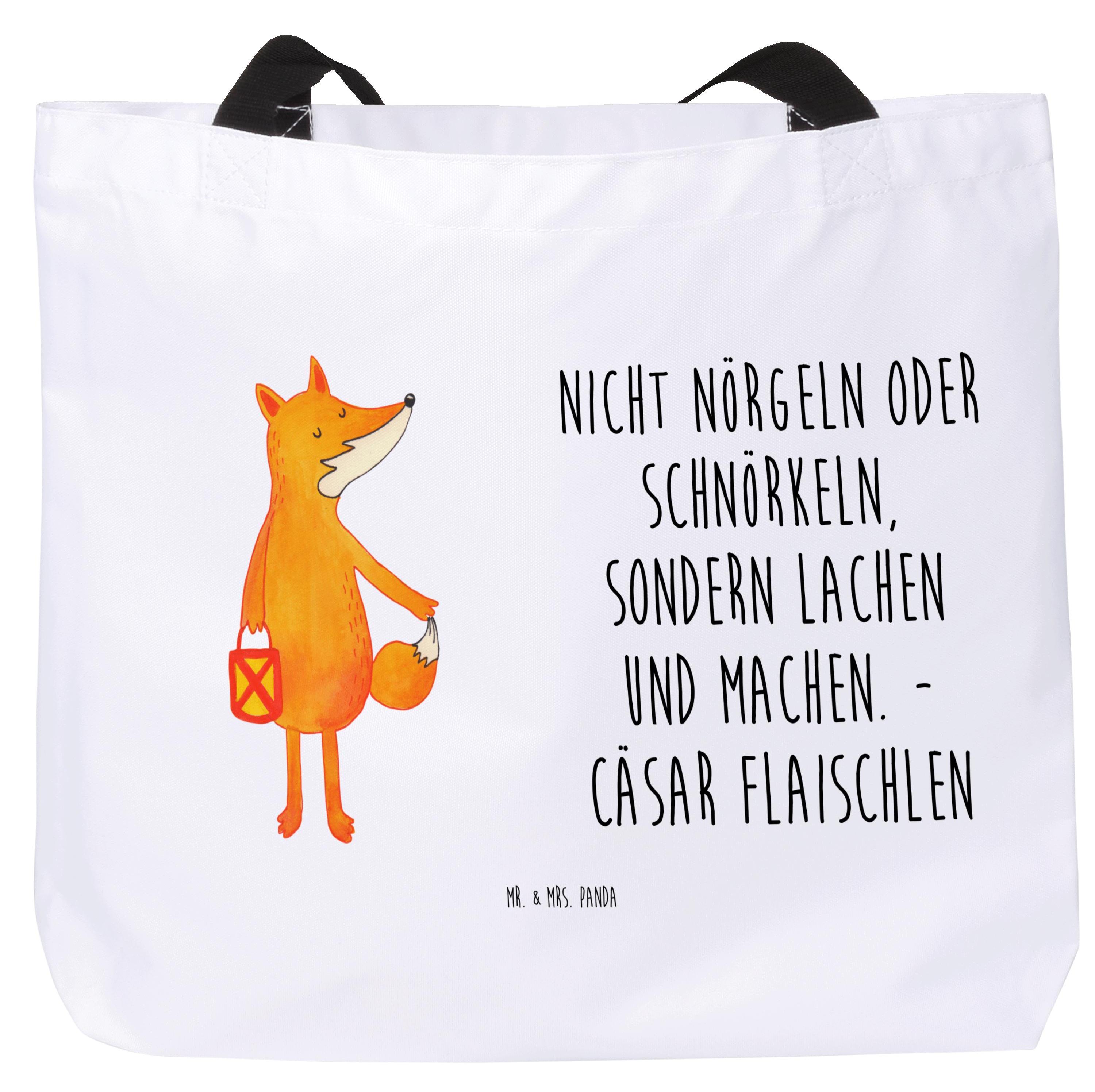 Mr. & Mrs. Panda Tote Bag Fuchs Laterne - Weiß - Geschenk, Optimistisch, Tasche, Reisetasche, Laptoptasche, Aufmuntern, Strandtasche, Sankt Martin, Positiv, Stoffbeutel PD-909950-STANDARD