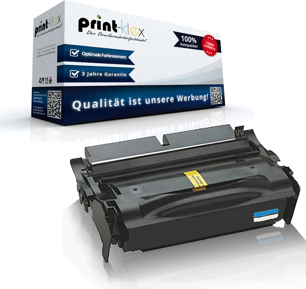 Print-Klex GmbH & Co.KG Kompatible Tonerkartusche für Lexmark Optra T 420 Optra T 420 D Optra T 420 DN Optra T 420 Series Optra T 422 Optra T 422 N 12A7415 12A7315 Black Schwarz - Office Plus Serie AMH-LEXT420A1