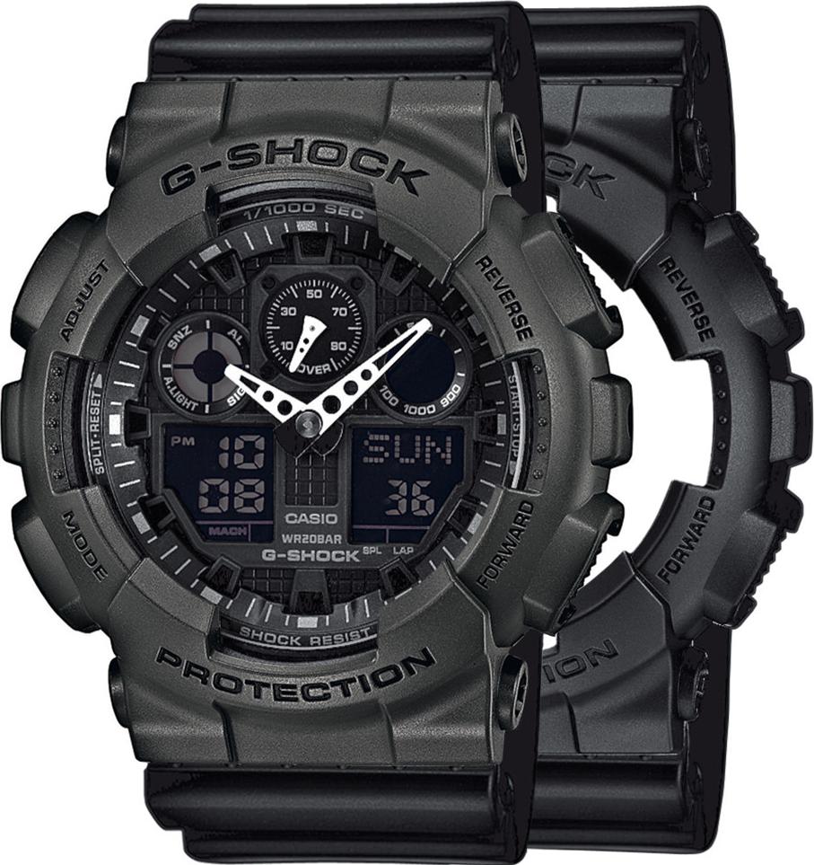 Zegarek Casio G-Shock SET GA-100-1A1ER + BEZEL 10467795 + PASEK 10553868 20BAR