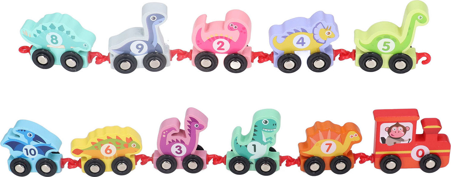 Crrynuo Kinder Holzeisenbahn Set Bunte Bausteine Dinosaurier geformte Autos pädagogisches Spielzeug KAU-LR-UN-CPK-PH-20250426-65