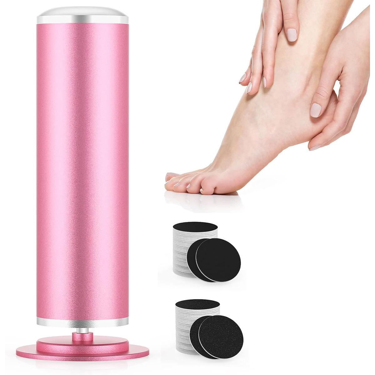 Dopwii Elektrischer Hornhautentferner mit 60 Ersatzpads, Hornhautentfernung Fußpflege bei trockener, harter und rissiger Haut KAUF-Wohn-HB1196-017