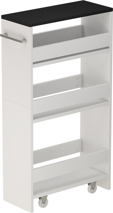 Caisson à Roulettes Rivo Blanc/anthracite - 30 X 84.8 X 46 Cm, 3 étagères Ouvertes - Meuble De Rangement Mobile Cuisine/salle De Bain