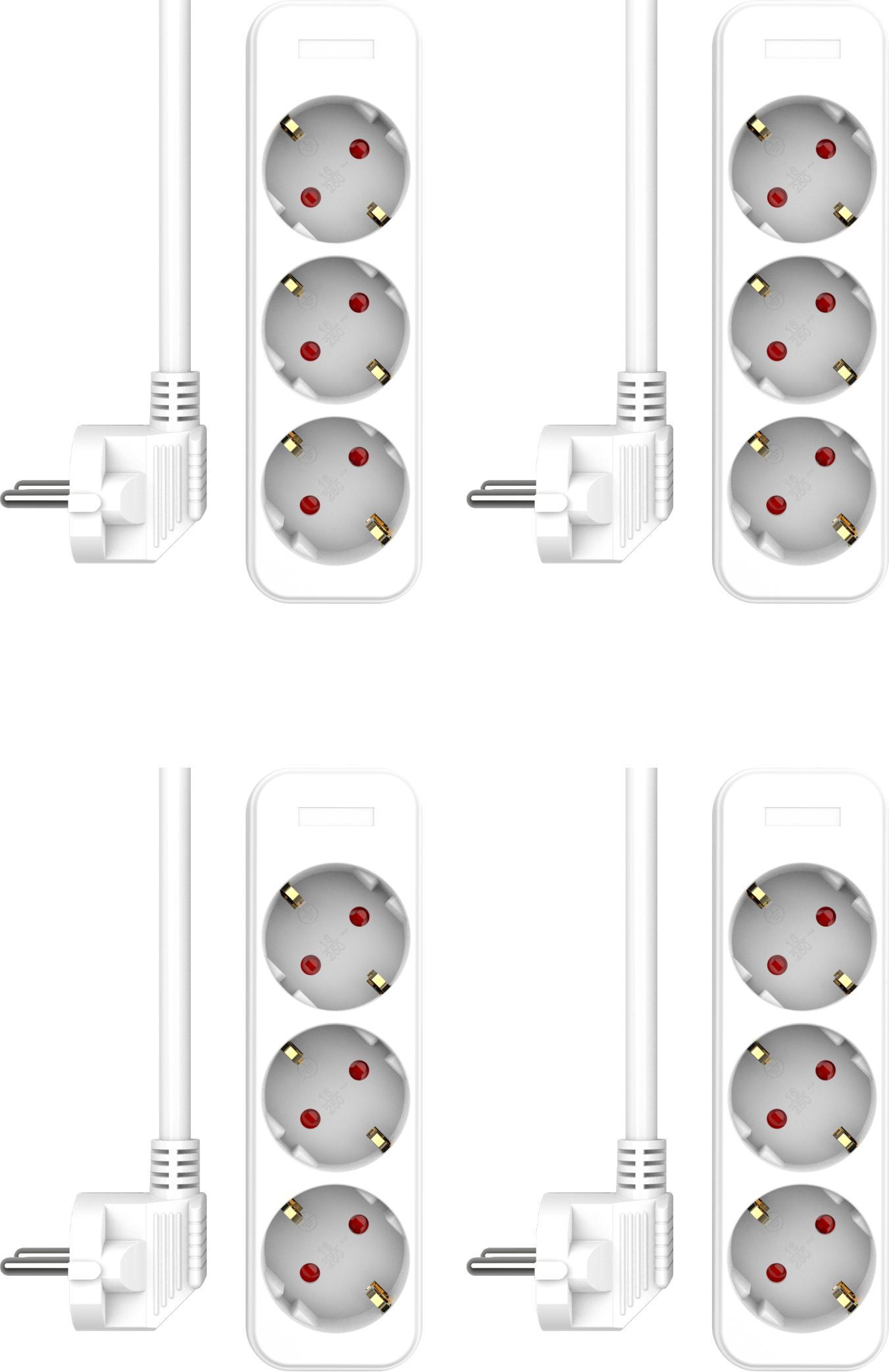 ELRO Steckdosen Set 4fach, Mehrfachsteckdose 3fach, Steckdosenleiste Kindersicherung. ES103-W-4