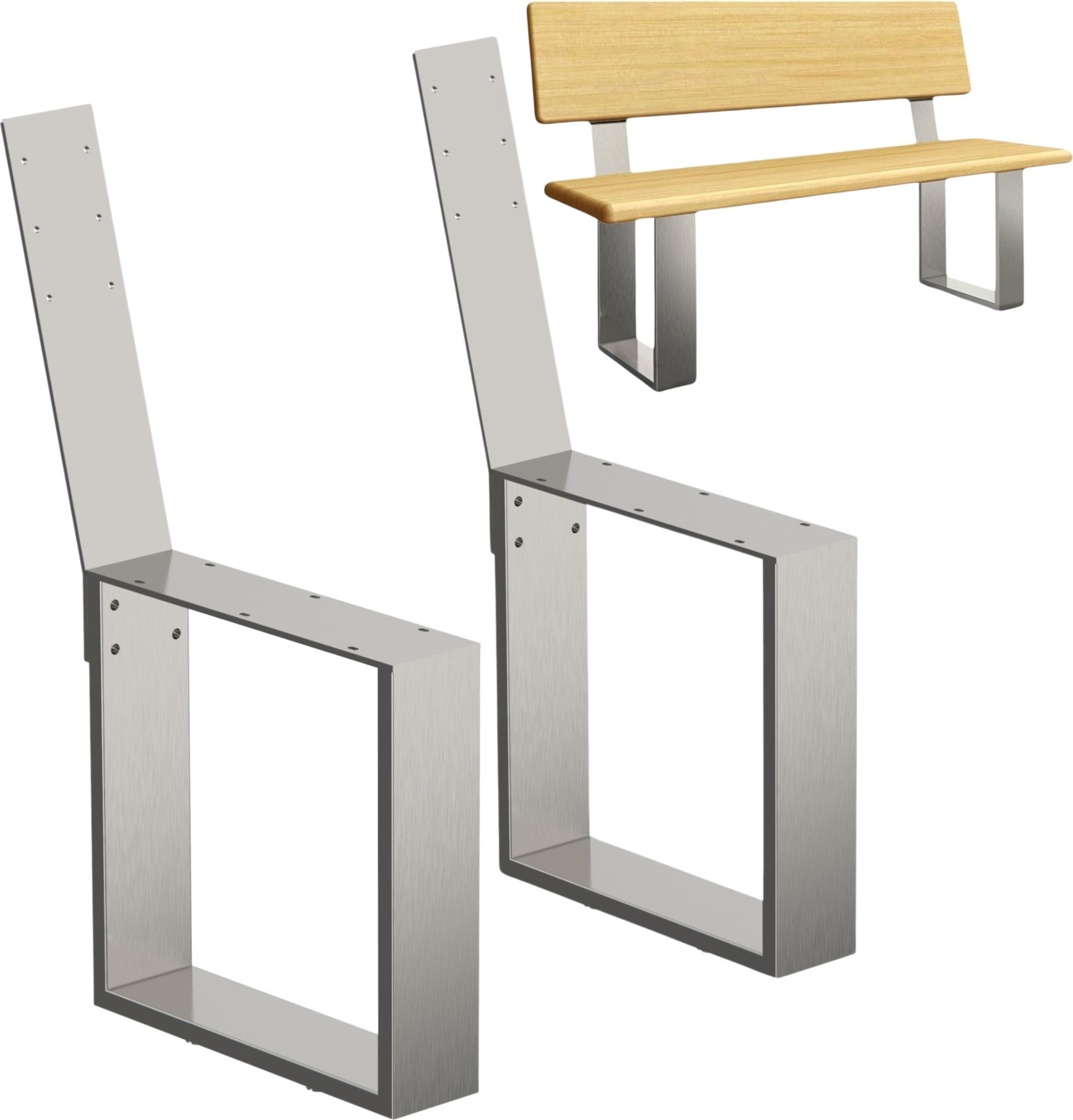 DanDiBo 2x Bankgestell mit Lehne Edelstahl Metall Set DIY Bank Füße Bankkufen Bankbeine 96632 Sitzgestell für Gartenbank Robust Stabil